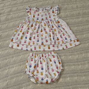 Kissy Kissy 9 Months Pineapple Dress Bloomers Baby Flutter Sleeve Girls